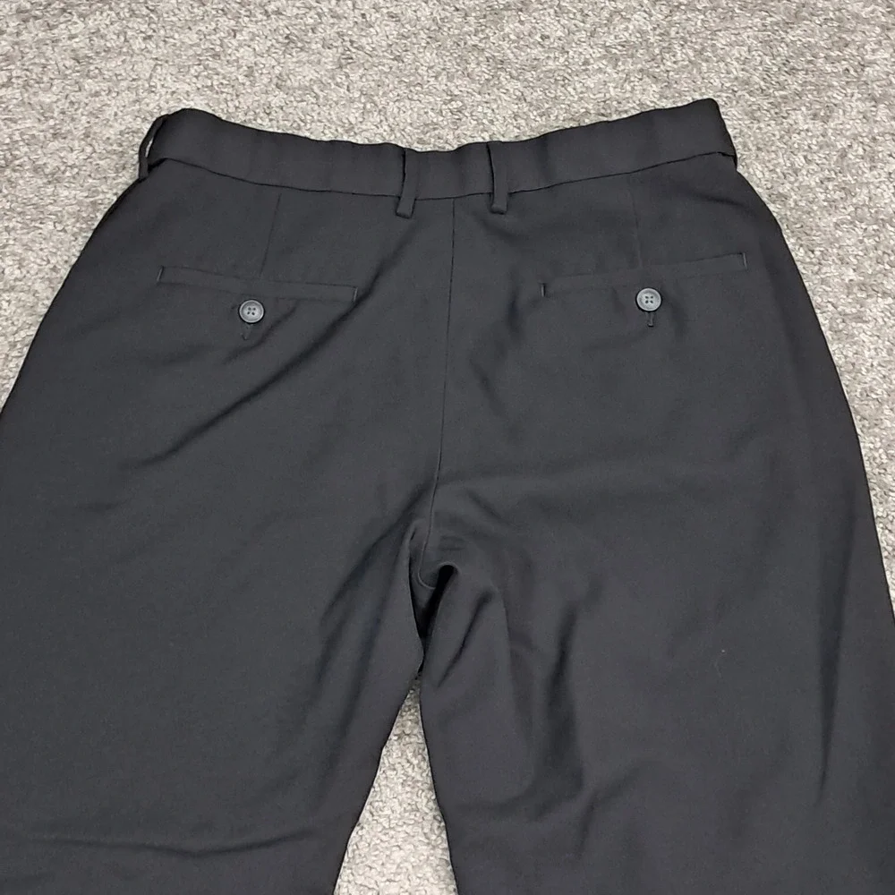 Haggar Mens Eclo Stria Classic Fit Dress Pants Black 32x32 1038267 Flat‎ Front
